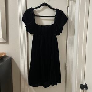 BEBOP Velvet Babydoll Dress Black Soft Back Tie whimsigoth fairy witchy empire M